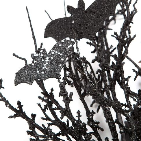18 Inch Black Halloween Wreath Bat Wreath Door Wreath with Glitter Bats Decorations Halloween Party Decorations Halloween Ornament in Saudi Arabia