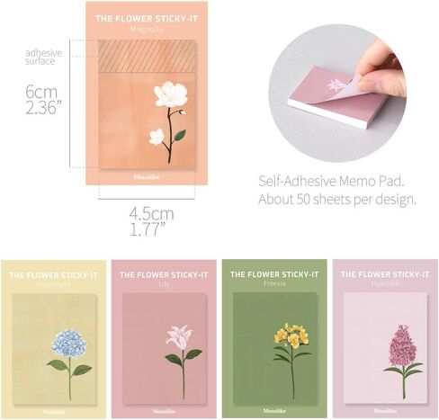 Monolike Flower for You Sticky-it - 6p Set Self-Adhesive Memo Pad 50 Sheets in Saudi Arabia