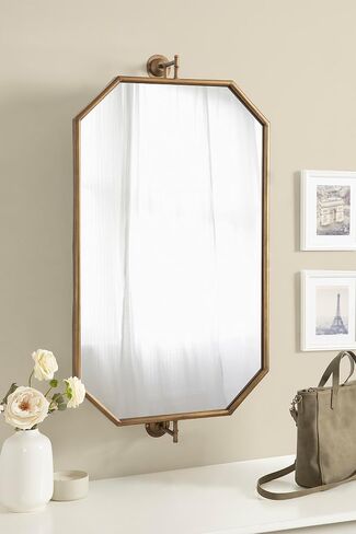 Kate and Laurel Darbridge Vintage Octagon Pivoting Mirror with Adjustable Design, 24x47, Gold in Saudi Arabia