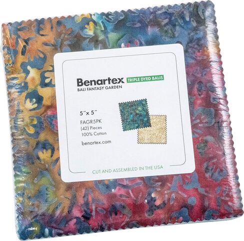 Bali Batik Fantasy Garden 5X5 Pack 42 5-inch Squares Charm Pack Benartex in Kuwait