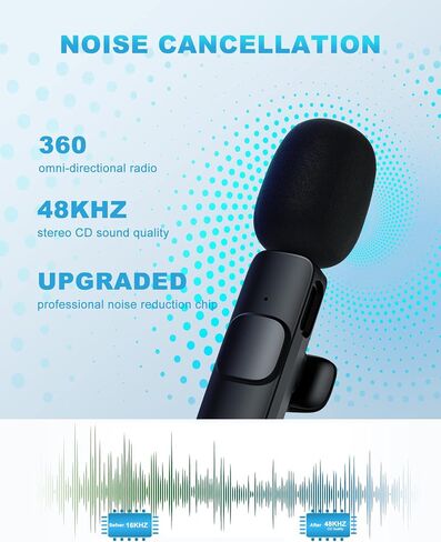 Wireless Lavalier Microphone Compatible with iPhone, Dual Mini Lapel Mic for Phone Video Recording, Wireless Clip On Microphone for TikTok YouTube Live Stream Vlog in Saudi Arabia