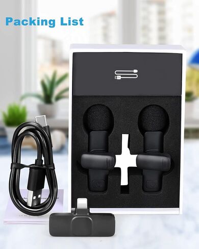 Wireless Lavalier Microphone Compatible with iPhone, Dual Mini Lapel Mic for Phone Video Recording, Wireless Clip On Microphone for TikTok YouTube Live Stream Vlog in Saudi Arabia