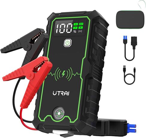 UTRAI Portable Car Jump Starter, 5000A Peak 27000mAh Jump Starter Battery Pack, 12V Jump Box for Car Battery up to All Gas or 8.5L Diesel Engine with 10w Wireless Charger/USB QC 3.0/LED Flashlight in Saudi Arabia