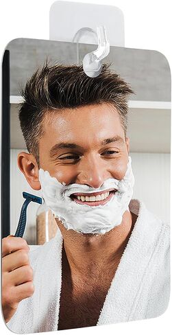 Shaving Mirror Shatterproof Bathroom Wall Hanging Mirrors Unbreakable Handheld Makeup Mirror Portable Shower Mirror with Hole & Self Adhesive Hook for Women Men Shave Outdoor Camping in Saudi Arabia