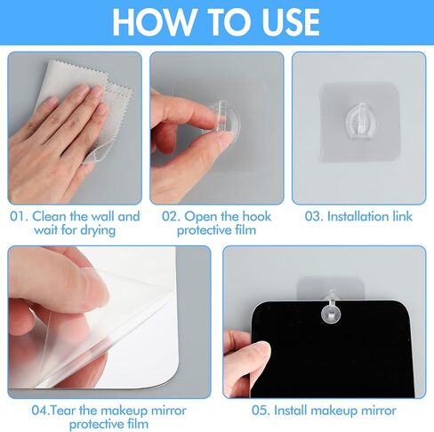 Shaving Mirror Shatterproof Bathroom Wall Hanging Mirrors Unbreakable Handheld Makeup Mirror Portable Shower Mirror with Hole & Self Adhesive Hook for Women Men Shave Outdoor Camping in Saudi Arabia