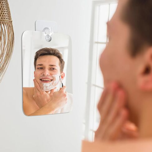 Shaving Mirror Shatterproof Bathroom Wall Hanging Mirrors Unbreakable Handheld Makeup Mirror Portable Shower Mirror with Hole & Self Adhesive Hook for Women Men Shave Outdoor Camping in Saudi Arabia