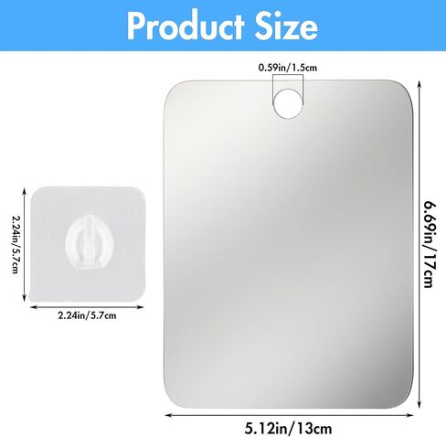 Shaving Mirror Shatterproof Bathroom Wall Hanging Mirrors Unbreakable Handheld Makeup Mirror Portable Shower Mirror with Hole & Self Adhesive Hook for Women Men Shave Outdoor Camping in Saudi Arabia