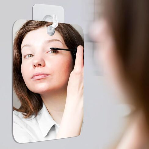 Shaving Mirror Shatterproof Bathroom Wall Hanging Mirrors Unbreakable Handheld Makeup Mirror Portable Shower Mirror with Hole & Self Adhesive Hook for Women Men Shave Outdoor Camping in Saudi Arabia