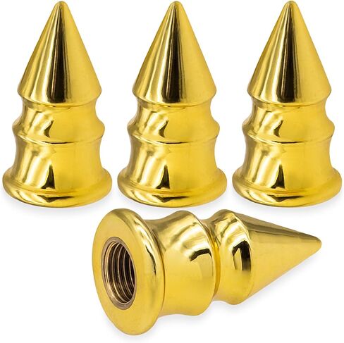 4 قطع من أغطية جذع صمام الإطارات ذات الشكل المدبب، غطاء أغطية الهواء، مع حلقة دائرية مطاطية، عالمية للسيارات وسيارات الدفع الرباعي والدراجات والشاحنات والدراجات النارية (ذهبي) in Kuwait