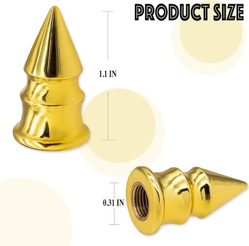 4 قطع من أغطية جذع صمام الإطارات ذات الشكل المدبب، غطاء أغطية الهواء، مع حلقة دائرية مطاطية، عالمية للسيارات وسيارات الدفع الرباعي والدراجات والشاحنات والدراجات النارية (ذهبي) in Kuwait