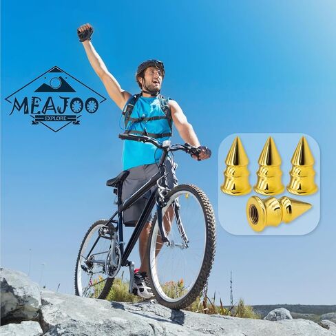 4 قطع من أغطية جذع صمام الإطارات ذات الشكل المدبب، غطاء أغطية الهواء، مع حلقة دائرية مطاطية، عالمية للسيارات وسيارات الدفع الرباعي والدراجات والشاحنات والدراجات النارية (ذهبي) in Kuwait