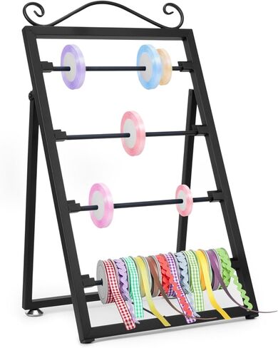 ikare Ribbon Storage Organizer,4 Tier Ribbon Holder Organizer Rack,Metal Ribbon Organizer,Display Rack Storage Shelf for Craft Gift Florist Wrapping in Kuwait