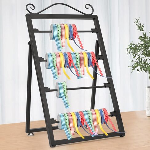 ikare Ribbon Storage Organizer,4 Tier Ribbon Holder Organizer Rack,Metal Ribbon Organizer,Display Rack Storage Shelf for Craft Gift Florist Wrapping in Kuwait
