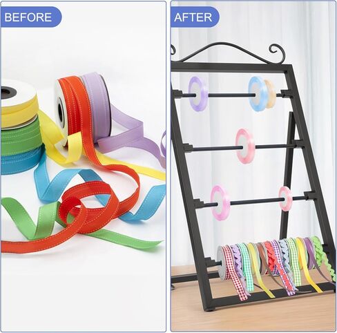 ikare Ribbon Storage Organizer,4 Tier Ribbon Holder Organizer Rack,Metal Ribbon Organizer,Display Rack Storage Shelf for Craft Gift Florist Wrapping in Kuwait