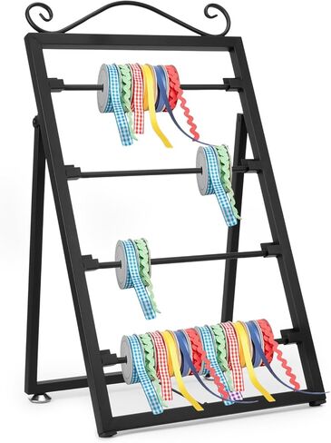 ikare Ribbon Storage Organizer,4 Tier Ribbon Holder Organizer Rack,Metal Ribbon Organizer,Display Rack Storage Shelf for Craft Gift Florist Wrapping in Kuwait