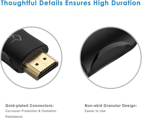 كابل رانكي HDMI، يدعم إيثرنت، 3D، 4K وإرجاع الصوت، 6FT، أسود in Kuwait