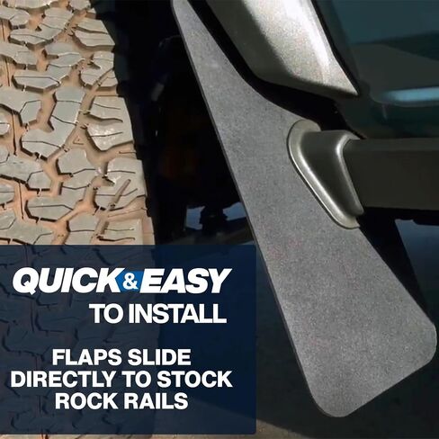 Rock Rail Front Ford Bronco Mud Flaps for Sasquatch 2021-2024 - Extra Wide Mud Flap, Designed for Tough Rugged Conditions, Easy Install, Made in USA (2 Pcs) in Saudi Arabia