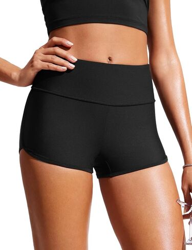 CRZ YOGA Womens 3'' Swim Shorts - High Waisted Board Shorts Quick Dry Bathing Suit Bottoms Dolphin Boy Shorts with Liner in Saudi Arabia