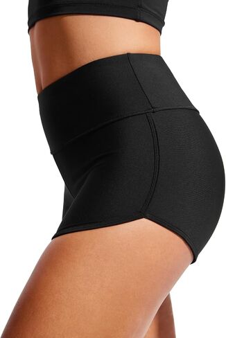 CRZ YOGA Womens 3'' Swim Shorts - High Waisted Board Shorts Quick Dry Bathing Suit Bottoms Dolphin Boy Shorts with Liner in Saudi Arabia