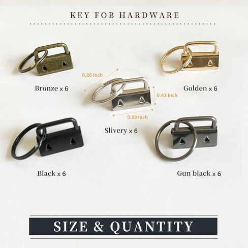 BRT Bearingshui 1 بوصة مفتاح فوب الأجهزة مع حلقات المفاتيح مجموعات 30 قطعة 5 ألوان، مجموعة أدوات سلسلة المفاتيح المعدنية لسلسلة المفاتيح المعصم، الحبل الرئيسي وسلسلة المفاتيح صنع لوازم الأجهزة in Kuwait