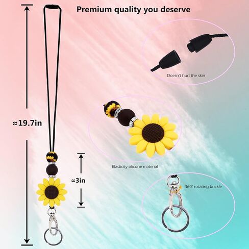 BIHRTC Lanyards for Keys Retractable Badge Holders Neck Lanyard Teacher Breakaway Lanyards Id Badges and Keys Cute Silicone Beaded Lanyard Badge Lanyards Neck Lanyard in Saudi Arabia