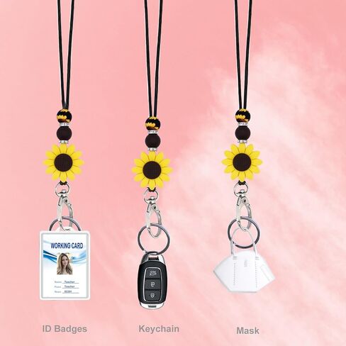 BIHRTC Lanyards for Keys Retractable Badge Holders Neck Lanyard Teacher Breakaway Lanyards Id Badges and Keys Cute Silicone Beaded Lanyard Badge Lanyards Neck Lanyard in Saudi Arabia