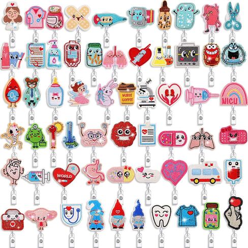 60 Pcs Nurse Badge Reel Felt Nursing ID Badge Holder with Clip Retractable ID Badge Reel with Alligator Clip Name Badge Clips for Nurse Teacher Doctor Hospital School Office Student Gifts in Saudi Arabia