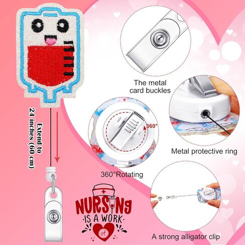 60 Pcs Nurse Badge Reel Felt Nursing ID Badge Holder with Clip Retractable ID Badge Reel with Alligator Clip Name Badge Clips for Nurse Teacher Doctor Hospital School Office Student Gifts in Saudi Arabia