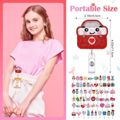 60 Pcs Nurse Badge Reel Felt Nursing ID Badge Holder with Clip Retractable ID Badge Reel with Alligator Clip Name Badge Clips for Nurse Teacher Doctor Hospital School Office Student Gifts in Saudi Arabia
