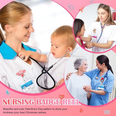 60 Pcs Nurse Badge Reel Felt Nursing ID Badge Holder with Clip Retractable ID Badge Reel with Alligator Clip Name Badge Clips for Nurse Teacher Doctor Hospital School Office Student Gifts in Saudi Arabia