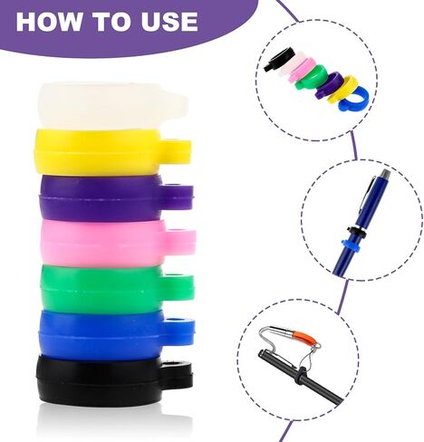 Aster 20 Pcs Anti-Lost Silicone Rubber Rings, Pen Holder for Lanyard, Necklace Lanyard Replacement, Pendant Multipurpose Adjustable Band Holder, Lanyard Pen Holder (Black 8mm/0.3inch) in Saudi Arabia