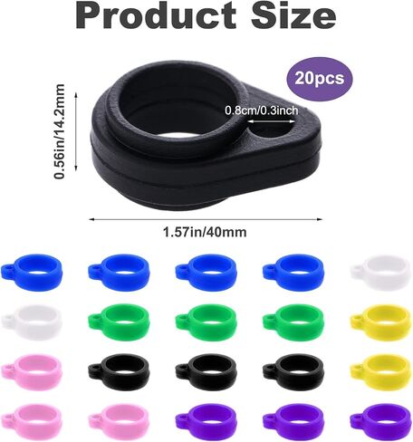 Aster 20 Pcs Anti-Lost Silicone Rubber Rings, Pen Holder for Lanyard, Necklace Lanyard Replacement, Pendant Multipurpose Adjustable Band Holder, Lanyard Pen Holder (Black 8mm/0.3inch) in Saudi Arabia