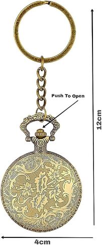 AUGEN Metal Keychain For Men And Women, Round Key Ring Holder Organizer With Vintage Classic Pocket Stopwatch (Madrid Design, Pack of 1) in Saudi Arabia