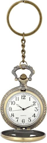 AUGEN Metal Keychain For Men And Women, Round Key Ring Holder Organizer With Vintage Classic Pocket Stopwatch (Madrid Design, Pack of 1) in Saudi Arabia