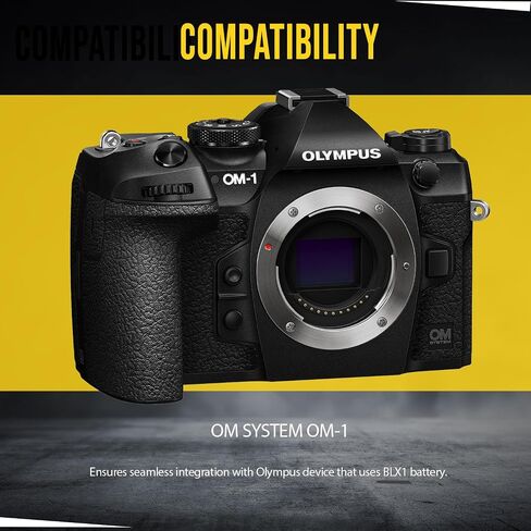 BM Premium BLX-1 High Capacity Battery with Built-in USB-C Charging Port for Olympus OM System OM-1, OM-1 Mark II, HLD-10 Cameras in Saudi Arabia