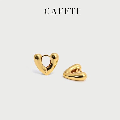 Cute Heart Earrings Yellow Gold Plated Earrings for Women Girls Huggie Fashion Earrings in Saudi Arabia