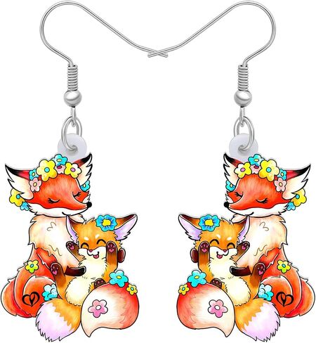 Cute Fox Earrings Fashion Jewelry Acrylic Drop Dangle Earrings for Women Girls Party Favors Fox Gifts Charms in Saudi Arabia