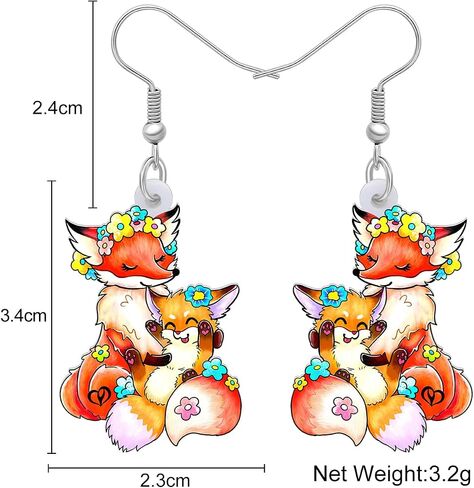 Cute Fox Earrings Fashion Jewelry Acrylic Drop Dangle Earrings for Women Girls Party Favors Fox Gifts Charms in Saudi Arabia