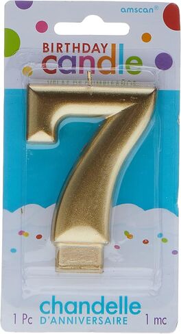 Amscan #7 Metallic Birthday Candle | Gold | Party Supply | 1 piece in Saudi Arabia