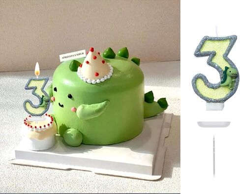 Number Birthday Candle, Cute Dinosaur Candle Birthday Cake Topper, Glitter Birthday Candle for Jurassic Period Theme Birthday Party Decoration (Number 6) in Saudi Arabia
