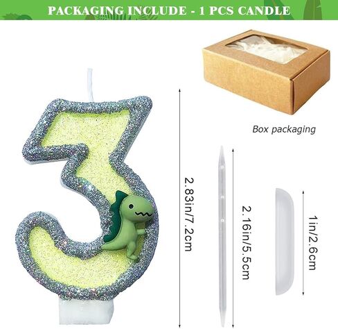 Number Birthday Candle, Cute Dinosaur Candle Birthday Cake Topper, Glitter Birthday Candle for Jurassic Period Theme Birthday Party Decoration (Number 6) in Saudi Arabia