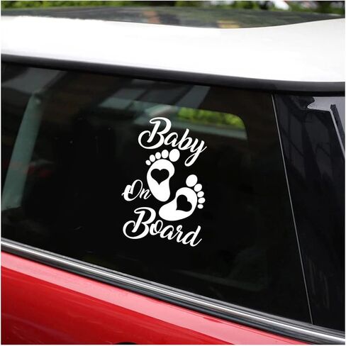zipelo Baby On Board Sticker, 2 PCS Vinyl Decals for Car, Auto Body Window Bumper Decoration, Waterproof Footprint Stickers, Universal Fit for Trucks Motorcycle Wall Laptop (Black) in Saudi Arabia