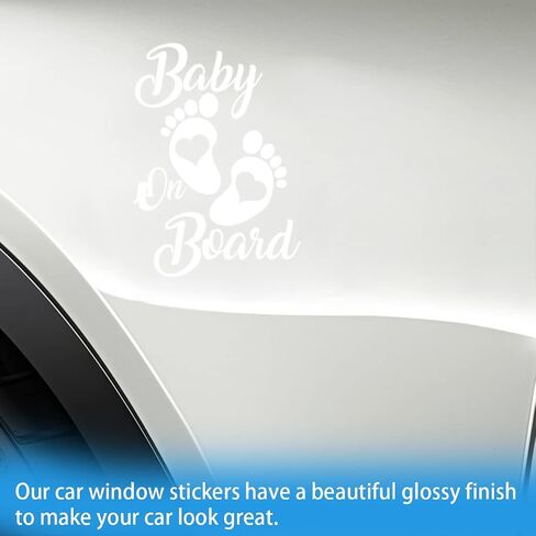 zipelo Baby On Board Sticker, 2 PCS Vinyl Decals for Car, Auto Body Window Bumper Decoration, Waterproof Footprint Stickers, Universal Fit for Trucks Motorcycle Wall Laptop (Black) in Saudi Arabia