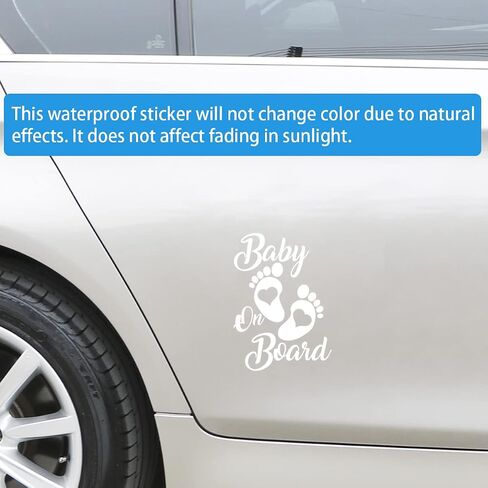 zipelo Baby On Board Sticker, 2 PCS Vinyl Decals for Car, Auto Body Window Bumper Decoration, Waterproof Footprint Stickers, Universal Fit for Trucks Motorcycle Wall Laptop (Black) in Saudi Arabia