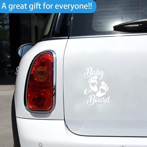 zipelo Baby On Board Sticker, 2 PCS Vinyl Decals for Car, Auto Body Window Bumper Decoration, Waterproof Footprint Stickers, Universal Fit for Trucks Motorcycle Wall Laptop (Black) in Saudi Arabia