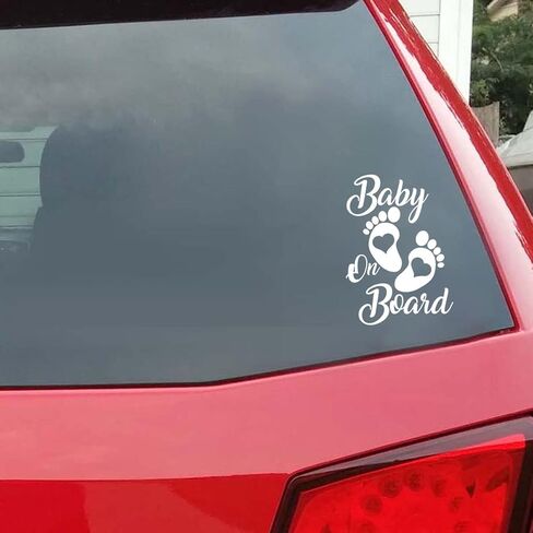 zipelo Baby On Board Sticker, 2 PCS Vinyl Decals for Car, Auto Body Window Bumper Decoration, Waterproof Footprint Stickers, Universal Fit for Trucks Motorcycle Wall Laptop (Black) in Saudi Arabia