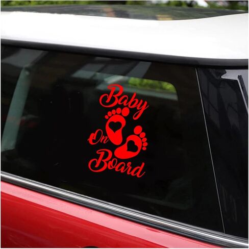 zipelo Baby On Board Sticker, 2 PCS Vinyl Decals for Car, Auto Body Window Bumper Decoration, Waterproof Footprint Stickers, Universal Fit for Trucks Motorcycle Wall Laptop (Black) in Saudi Arabia