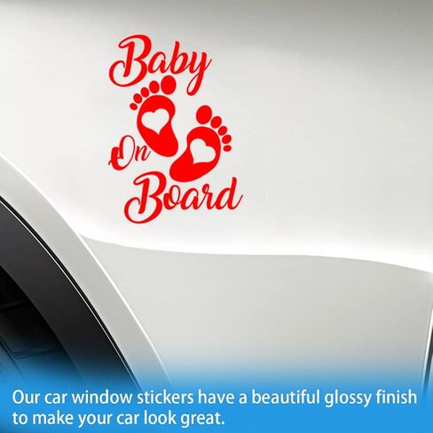 zipelo Baby On Board Sticker, 2 PCS Vinyl Decals for Car, Auto Body Window Bumper Decoration, Waterproof Footprint Stickers, Universal Fit for Trucks Motorcycle Wall Laptop (Black) in Saudi Arabia