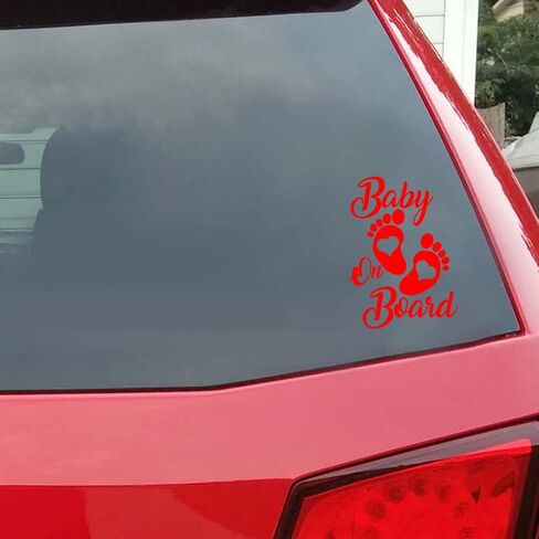 zipelo Baby On Board Sticker, 2 PCS Vinyl Decals for Car, Auto Body Window Bumper Decoration, Waterproof Footprint Stickers, Universal Fit for Trucks Motorcycle Wall Laptop (Black) in Saudi Arabia
