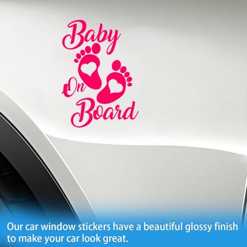 ملصق Baby On Board، قطعتان من ملصقات الفينيل للسيارة، ديكور ممتص الصدمات لنافذة السيارة، ملصقات بصمة قدم مقاومة للماء، مناسبة عالميًا للشاحنات والدراجات النارية والكمبيوتر المحمول الجداري (أبيض) in Kuwait